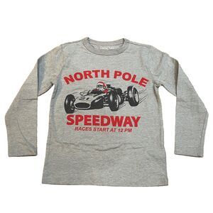 Crewcuts Boys Long Sleeve Christmas Tee Size 4-5 Santa North Pole Gray EUC